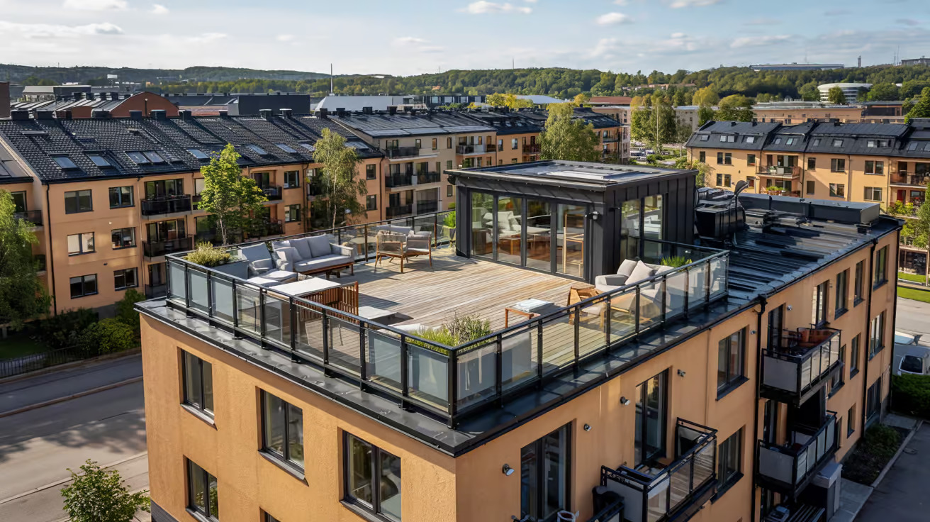 Besiktning tätskikt på terrass balkong takaltan