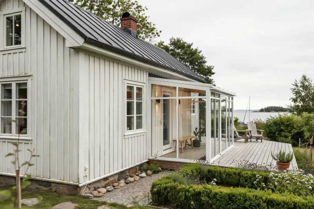 bygge av inglasad veranda vid altan i djurhamn djur
